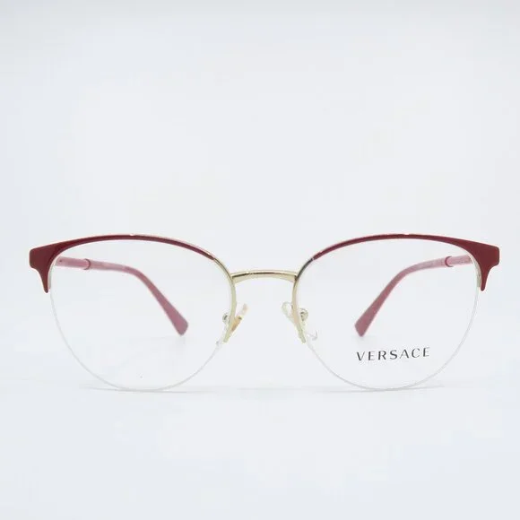 Versace MOD. 1247 1408 52mm Red and Gold Semi Rimless, New Women's Eyeglasses. - Picture 3 of 8